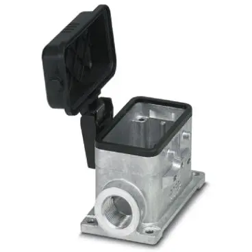 Surface mount housing, size B10, die-cast aluminum, 2 x M25, angled, cross bow locking, IP54/IP66/IP67, 1412831 - 1