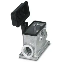 Surface mount housing, size B16, die-cast aluminum, 2 x M32, angled, cross bow locking, IP54/IP66/IP67, 1412850