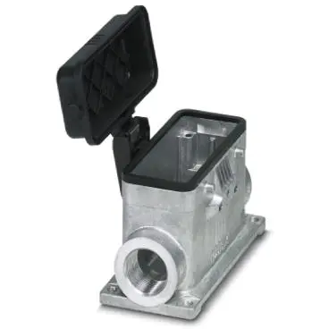 Surface mount housing, size B16, die-cast aluminum, 2 x PG21, angled, cross bow locking, IP54/IP66/IP67, 1412853 - 1
