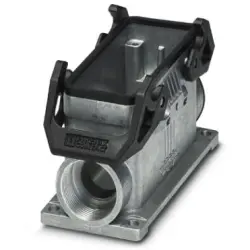 Surface mount housing, size B16, die-cast aluminum, 2 x M25, angled, cross bow locking, IP66/IP67, 1412855