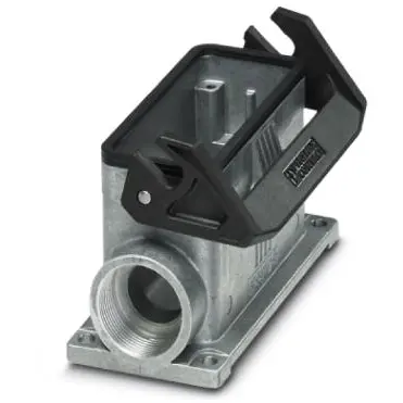 Surface mount housing, size B16, die-cast aluminum, 2 x M32, angled, longitudinal bow locking, IP66/IP67, 1412862 - 1
