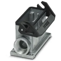 Surface mount housing, size B16, die-cast aluminum, 2 x M32, angled, longitudinal bow locking, IP66/IP67, 1412862