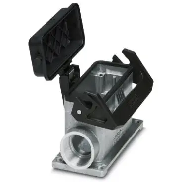 Surface mount housing, size B16, die-cast aluminum, 2 x PG21, angled, longitudinal bow locking, IP66/IP67, 1412867 - 1