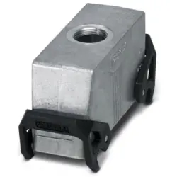 Grommet housing, size B24, die-cast aluminum, PG16, straight, cross bow locking, IP66/IP67, 1412801