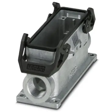 Surface mount housing, size B24, die-cast aluminum, 2 x PG21, angled, cross bow locking, IP66/IP67, 1412875 - 1