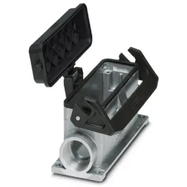 Surface mount housing, size B24, die-cast aluminum, 2 x M32, angled, longitudinal bow locking, IP66/IP67, 1412882 - 1