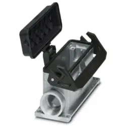 Surface mount housing, size B24, die-cast aluminum, 2 x PG21, angled, longitudinal bow locking, IP66/IP67, 1412883