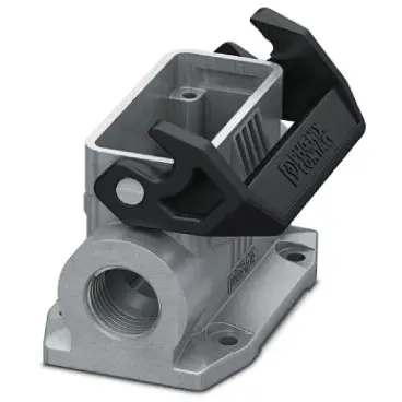 Surface mount housing, size D15, die-cast aluminum, 2 x PG21, angled, longitudinal bow locking, IP66/IP67, 1424367 - 1