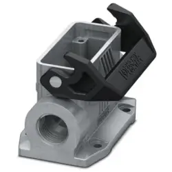 Surface mount housing, size D15, die-cast aluminum, 2 x PG21, angled, longitudinal bow locking, IP66/IP67, 1424367