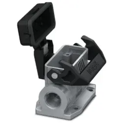 Surface mount housing, size D15, die-cast aluminum, 2 x PG21, angled, longitudinal bow locking, IP66/IP67, 1424373