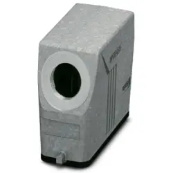Grommet housing, size D25, die-cast aluminum, PG21, angled, longitudinal bow locking, IP66/IP67, 1424380