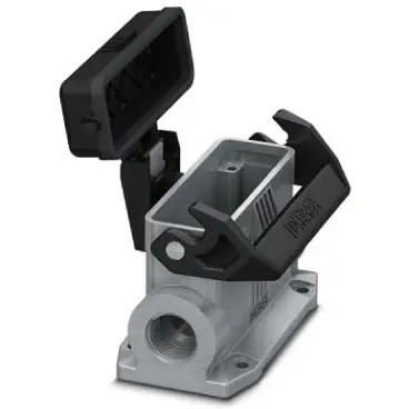 Surface mount housing, size D25, die-cast aluminum, 2 x M20, angled, longitudinal bow locking, IP66/IP67, 1424396 - 1