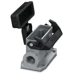 Surface mount housing, size D25, die-cast aluminum, 2 x PG21, angled, longitudinal bow locking, IP66/IP67, 1424399