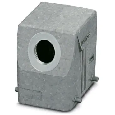 Grommet housing, size D50, die-cast aluminum, PG21, angled, cross bow locking, IP66/IP67, 1424406 - 1