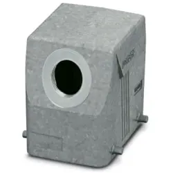Grommet housing, size D50, die-cast aluminum, PG21, angled, cross bow locking, IP66/IP67, 1424406