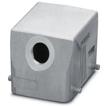 Grommet housing, size D50, die-cast aluminum, PG21, angled, cross bow locking, IP66/IP67, 1424405 - 1