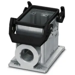 Surface mount housing, size D50, die-cast aluminum, 2 x M25, angled, cross bow locking, IP66/IP67, 1424413