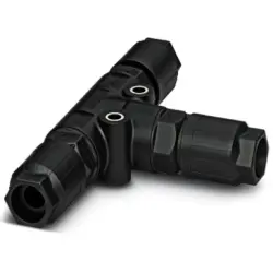 T connector, 2 pole, T-shape, 0.5-1.5 mm², cable Ø 5 to 9.5 mm, IP66/IP68/IP69K, 1414712
