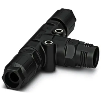 T connector, 3 pole, T-shape, 0.5-1.5 mm², cable Ø 10 to 13 mm, IP66/IP68/IP69K, 1414709 - 1