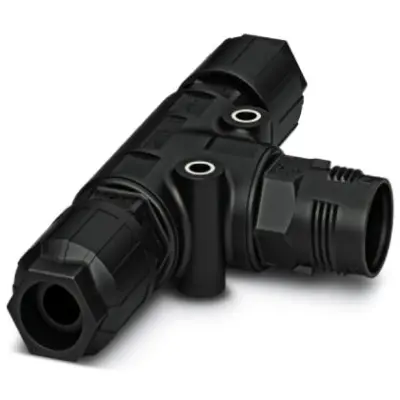 T connector, 4 pole, T-shape, 0.5-1.5 mm², cable Ø 9 to 14 mm, IP66/IP68/IP69K, 1414752 - 1