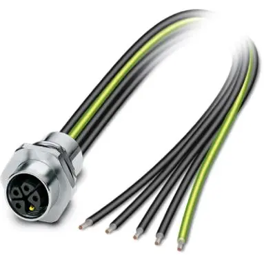 Panel socket, M12, 5 pole, strand connection, straight, 1415292 - 1