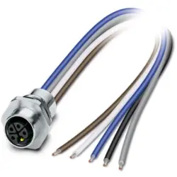 Panel socket, M12, 5 pole, strand connection, straight, 1415296
