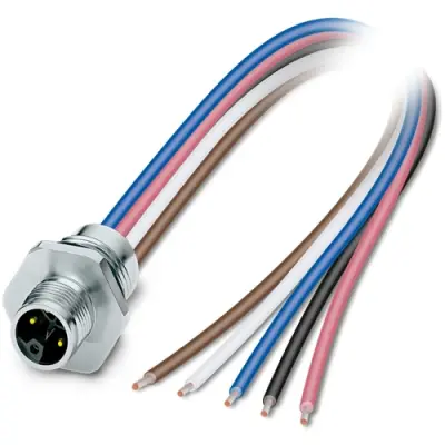 Panel plug, M12, 5 pole, strand connection, straight, 1415295 - 1