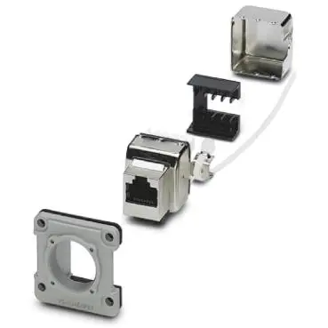 Mounting frame, Cat 5e, natural, front mounting, for RJ45 connector, 1652402 - 1