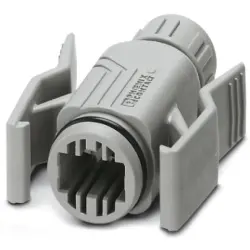Grommet housing, Cat 5e, gray, panel mounting, for RJ45 connector, 1688696