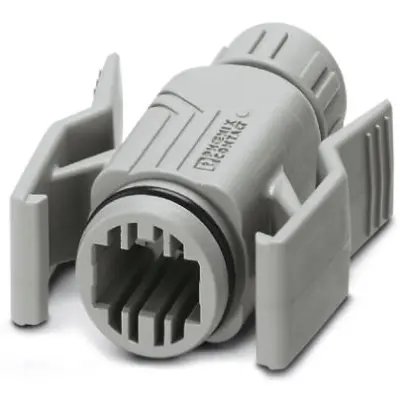 Grommet housing, Cat 5e, gray, panel mounting, for RJ45 connector, 1688696 - 1