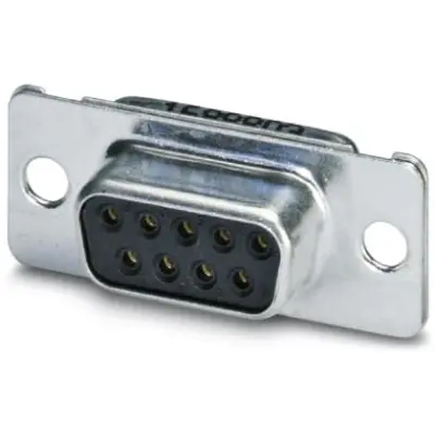 D-Sub socket, 9 pole, standard, equipped, straight, solder cup, 1688803 - 1
