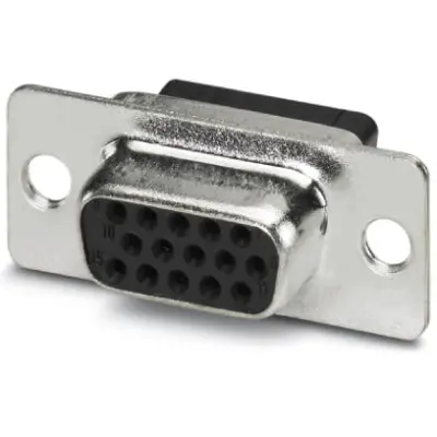 D-Sub socket, 15 pole, standard, equipped, straight, crimp connection, 1655124 - 1