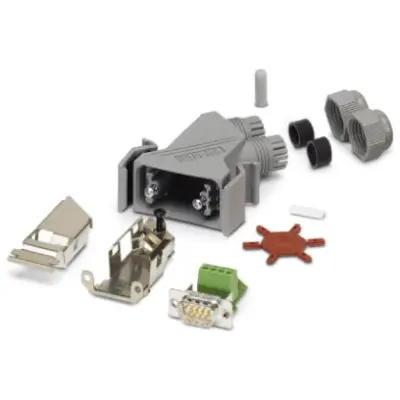 D-Sub plug, 9 pole, angled, screw connection, 1654549 - 1