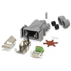 D-Sub plug, 9 pole, standard, angled, 1654345