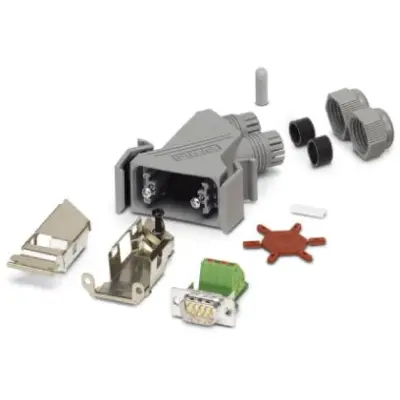 D-Sub plug, 9 pole, standard, angled, 1654345 - 1