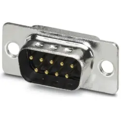 D-Sub plug, 9 pole, standard, equipped, straight, solder cup, 1688793