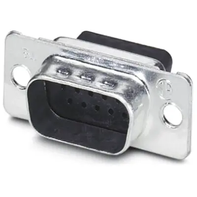 D-Sub plug, 15 pole, standard, equipped, straight, crimp connection, 1655137 - 1