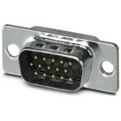 D-Sub plug, 15 pole, standard, equipped, straight, solder cup, 1655111