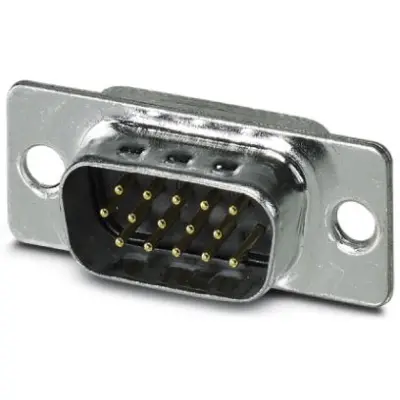 D-Sub plug, 15 pole, standard, equipped, straight, solder cup, 1655111 - 1