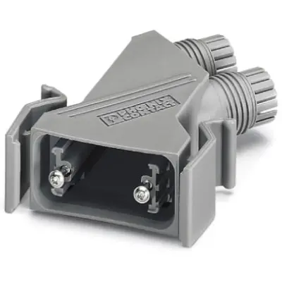 D-Sub connector housing, size: 1 (DE), angled 45°, cable Ø 3 to 9 mm, PA, gray, 1688353 - 1