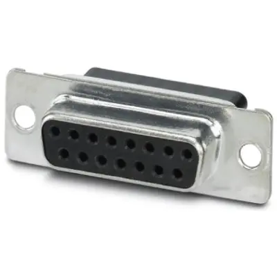 D-Sub socket, 15 pole, standard, equipped, straight, crimp connection, 1688942 - 1