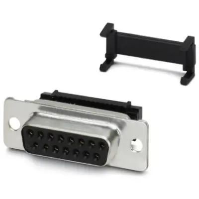 D-Sub socket, 15 pole, standard, equipped, angled, screw connection, 1688900 - 1