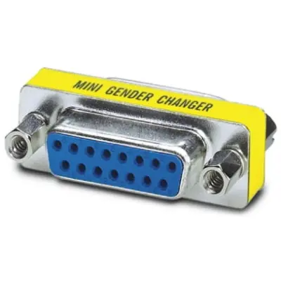 Gender changer, D-Sub socket, 15 pole to D-Sub socket, 15 pole, straight, 1652664 - 1