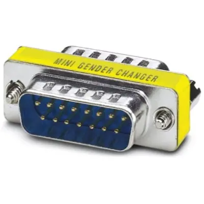 Gender changer, D-Sub plug, 15 pole to D-Sub plug, 15 pole, straight, 1652677 - 1