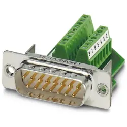 D-Sub plug, 15 pole, standard, straight, screw connection, 1688078
