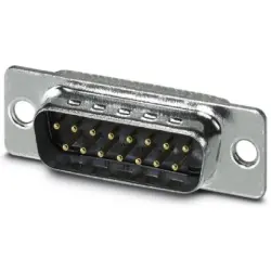 D-Sub plug, 15 pole, standard, equipped, straight, solder cup, 1688874