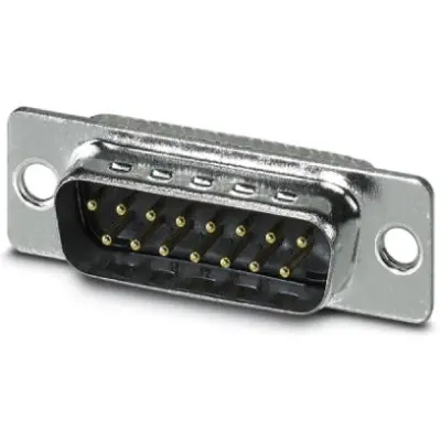 D-Sub plug, 15 pole, standard, equipped, straight, solder cup, 1688874 - 1