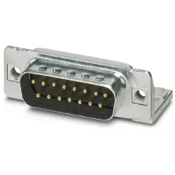 D-Sub plug, 15 pole, standard, equipped, angled, solder pin, 1688081