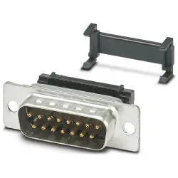 D-Sub plug, 15 pole, standard, equipped, angled, solder pin, 1688890