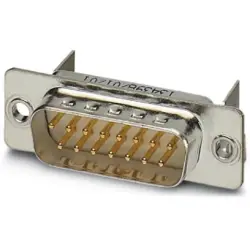 D-Sub plug, 15 pole, standard, equipped, angled, solder pin, 1654808